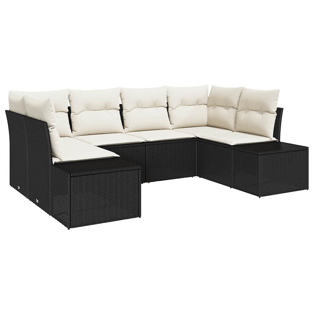 Divano da Giardino 6 pz Nero in Polyrattan