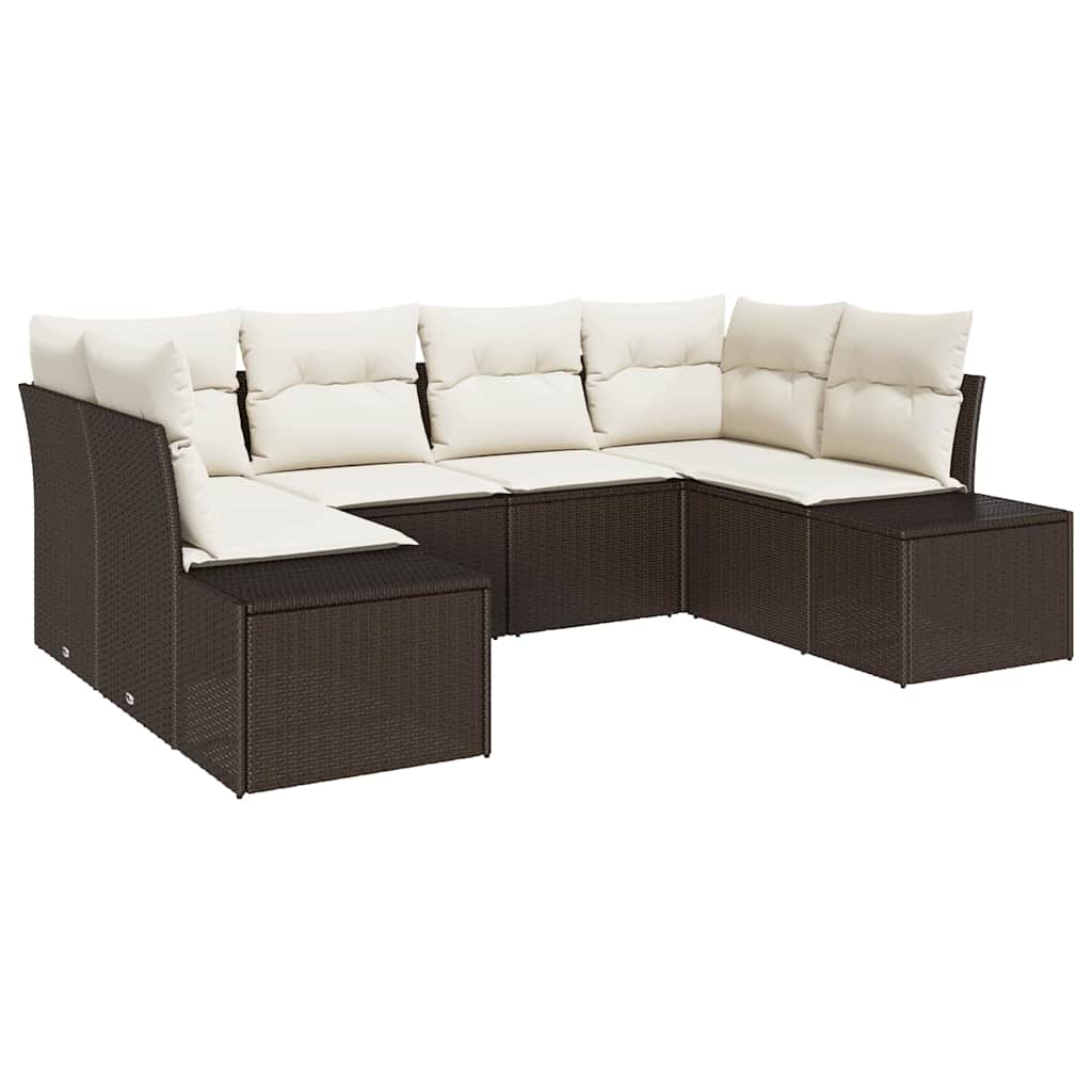 Set Divano da Giardino 6 pz Marrone polyrattan