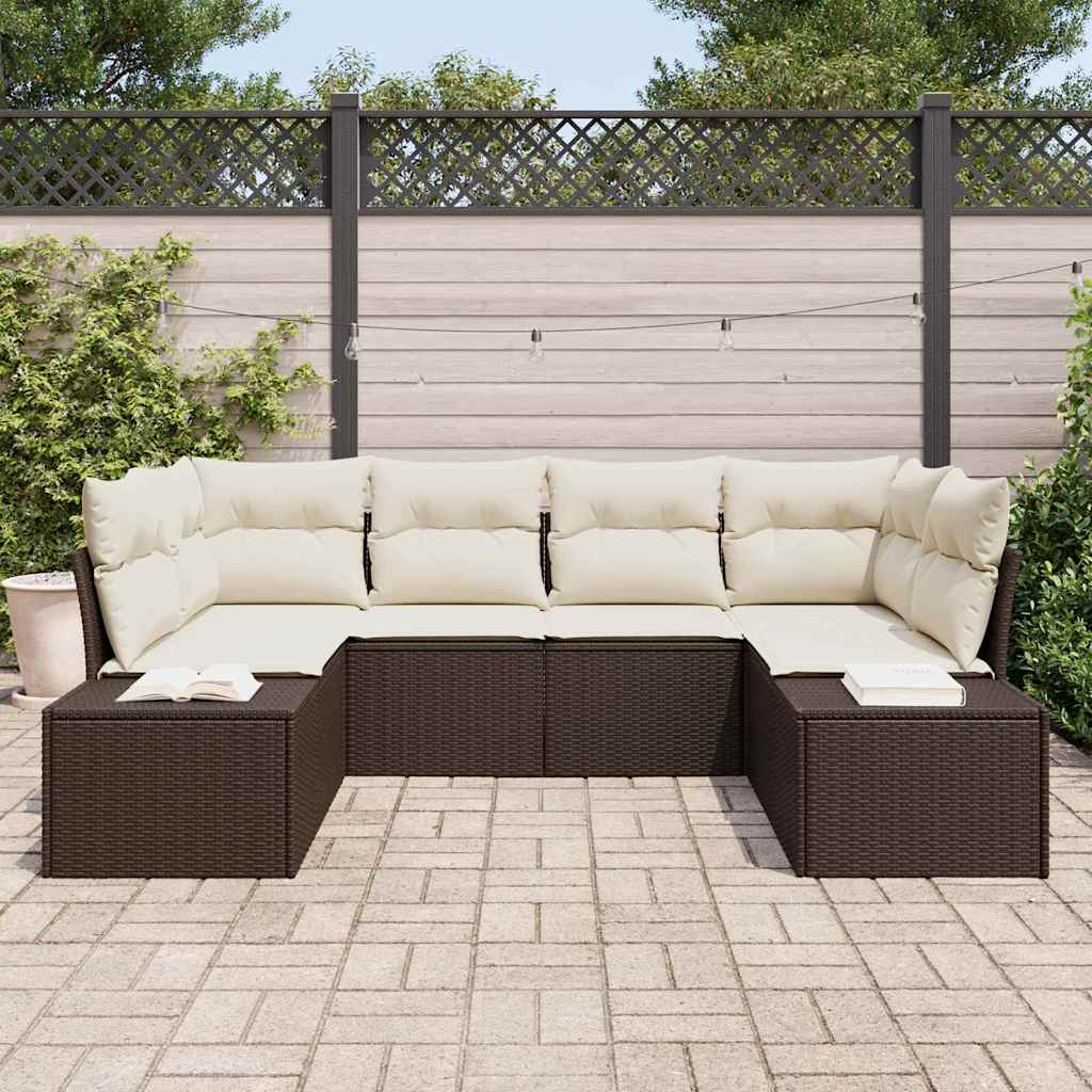 Set Divano da Giardino 6 pz Marrone polyrattan
