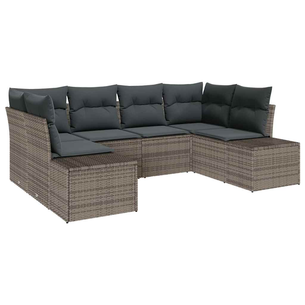 Set Divano da Giardino 6 pz Grigio polyrattan