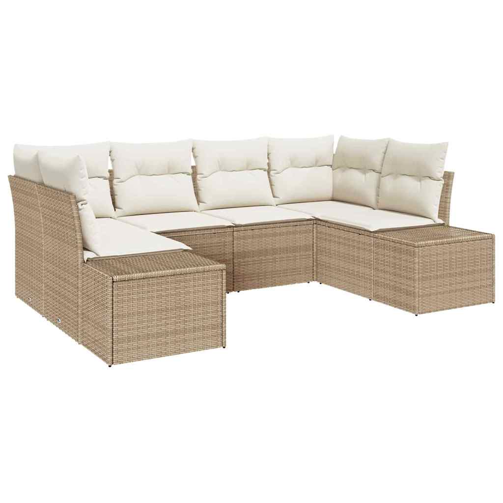 Set Divano da Giardino 6 pz Beige polyrattan