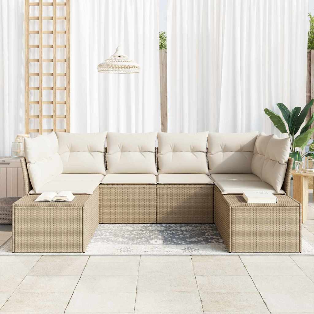 Set Divano da Giardino 6 pz Beige polyrattan