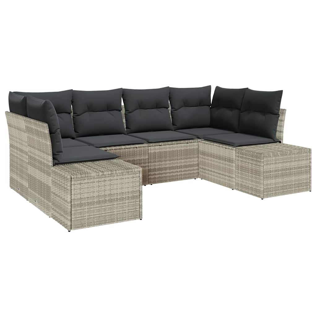 Set Divano da Giardino 6 pz Grigio chiaro polyrattan
