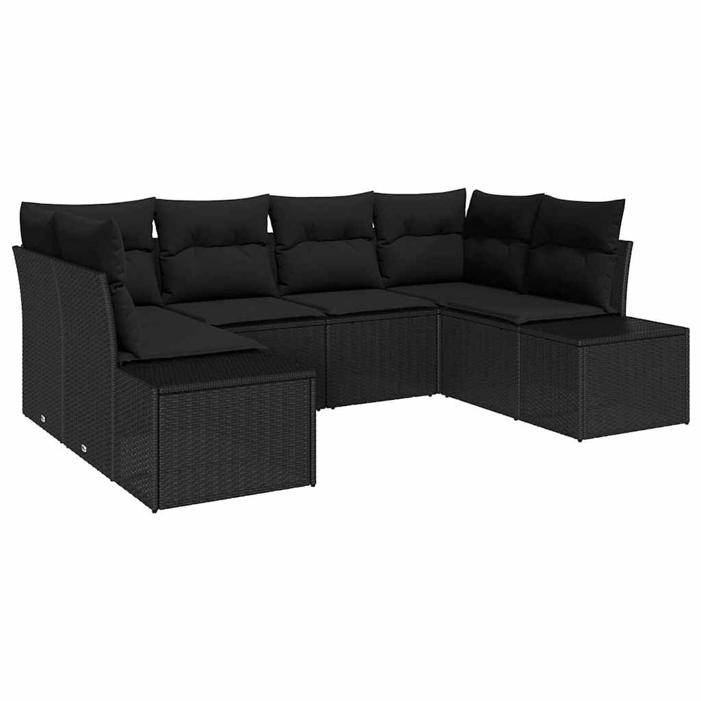 Set Divano da Giardino 6 pz Nero polyrattan