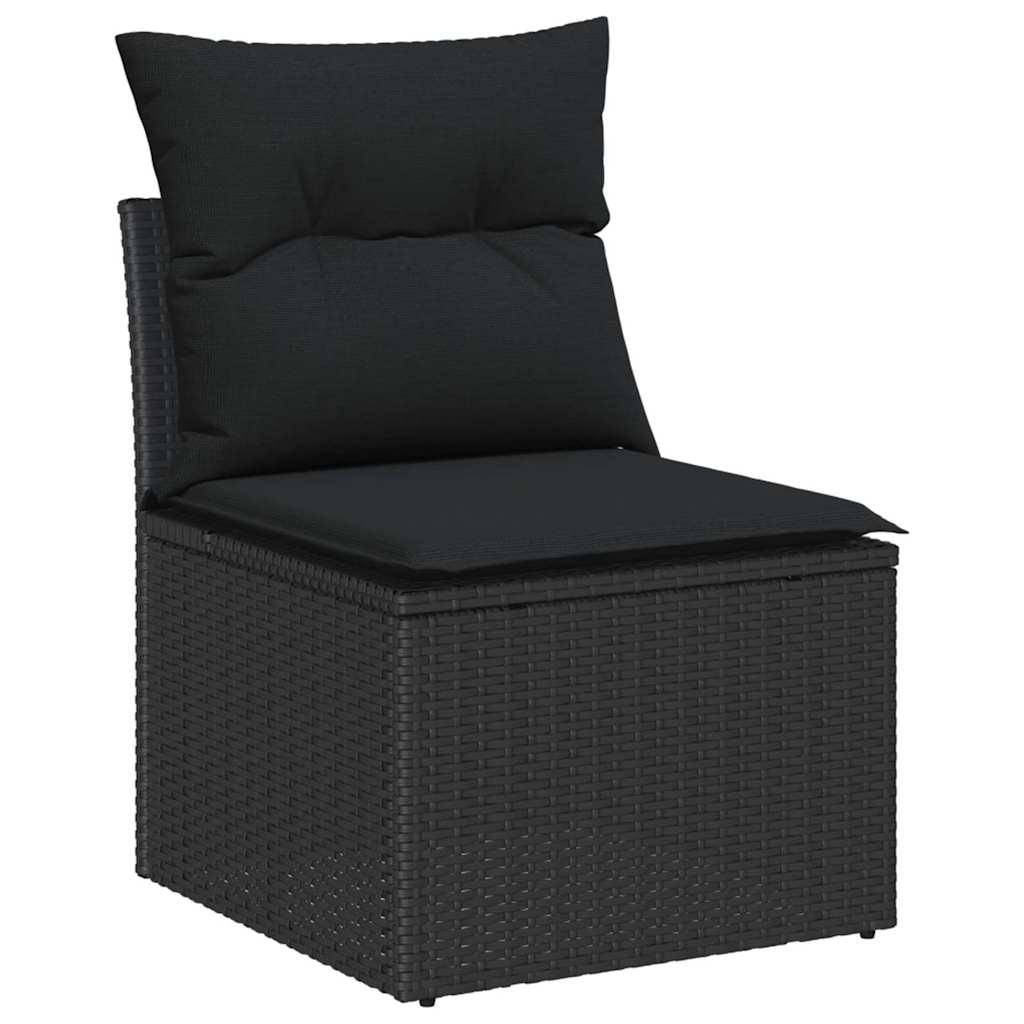 Set Divano da Giardino 6 pz Nero polyrattan