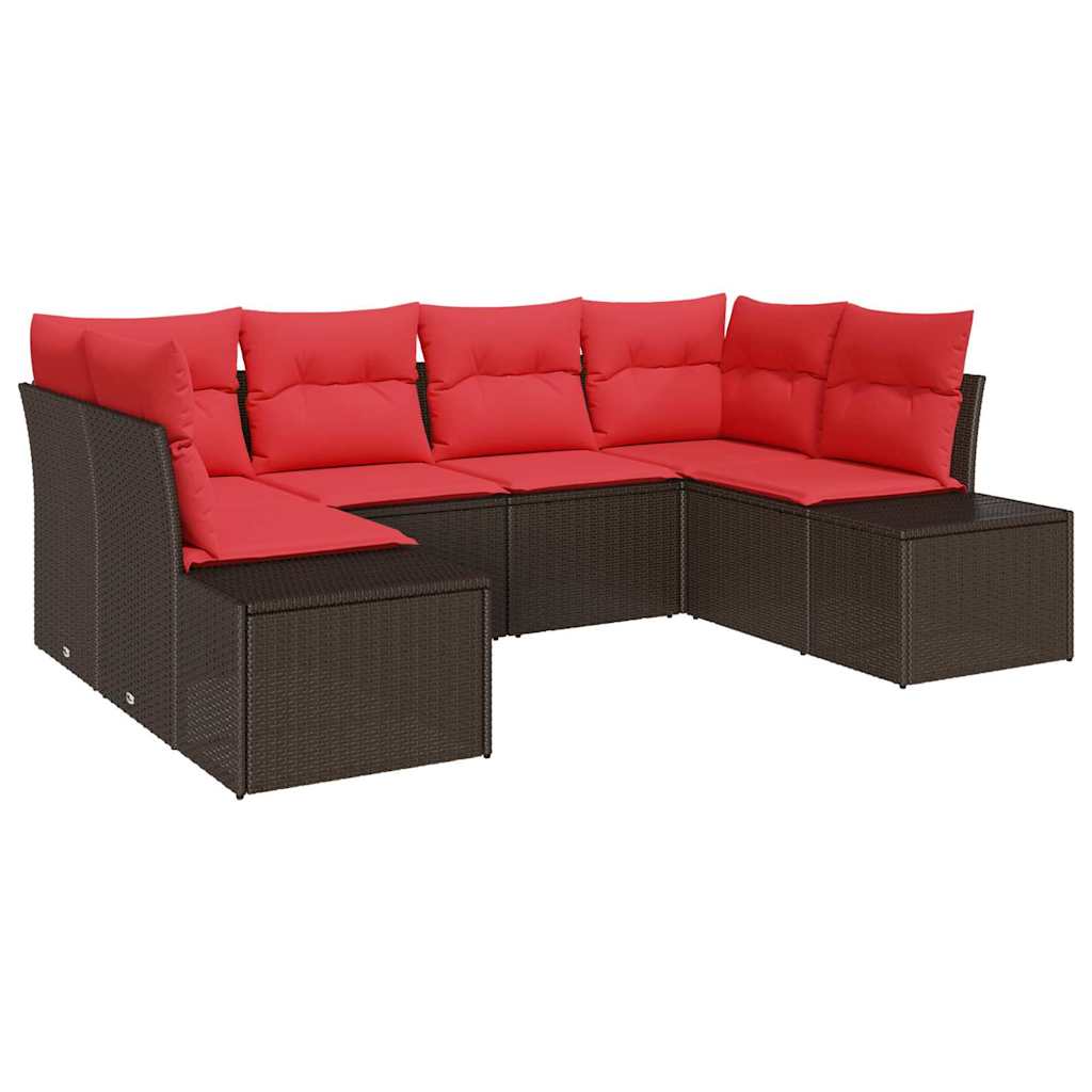 Set Divano da Giardino 6 pz Marrone polyrattan