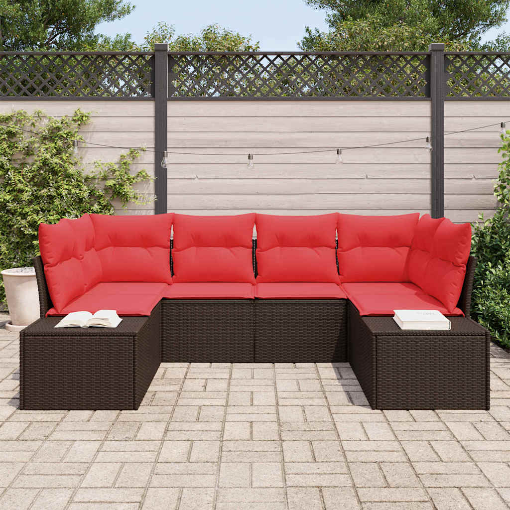Set Divano da Giardino 6 pz Marrone polyrattan
