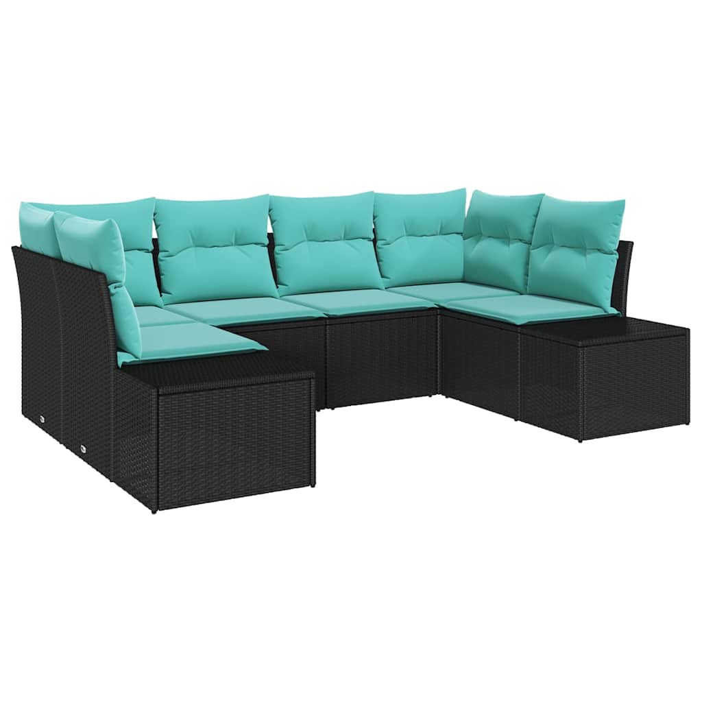 Set Divano da Giardino 6 pz Nero polyrattan