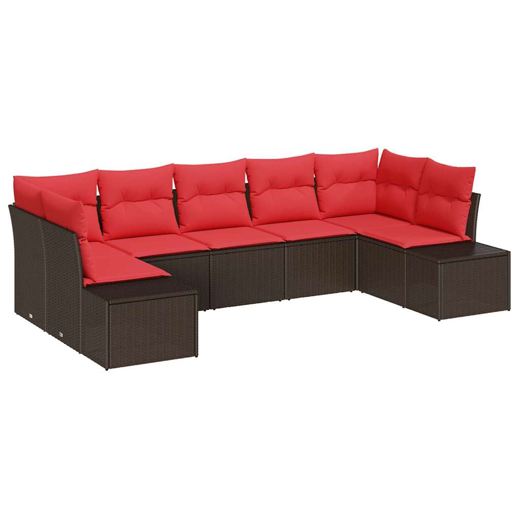 Set Divano da Giardino 7 pz Marrone polyrattan