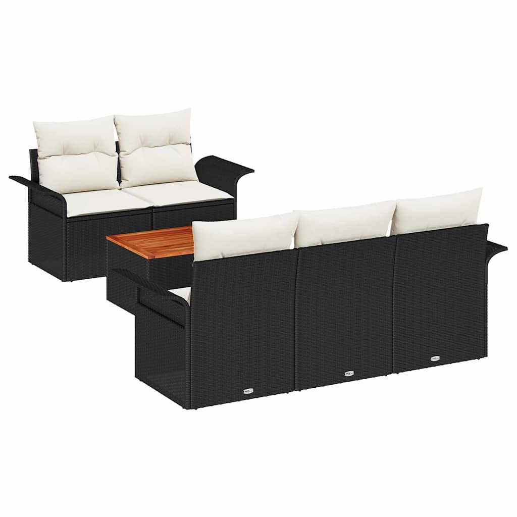 Set Divano da Giardino 6 pz Nero polyrattan