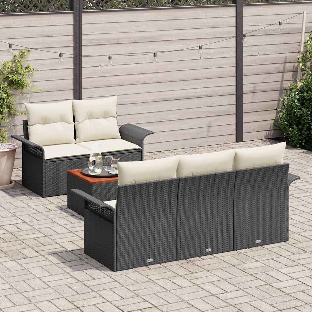 Set Divano da Giardino 6 pz Nero polyrattan