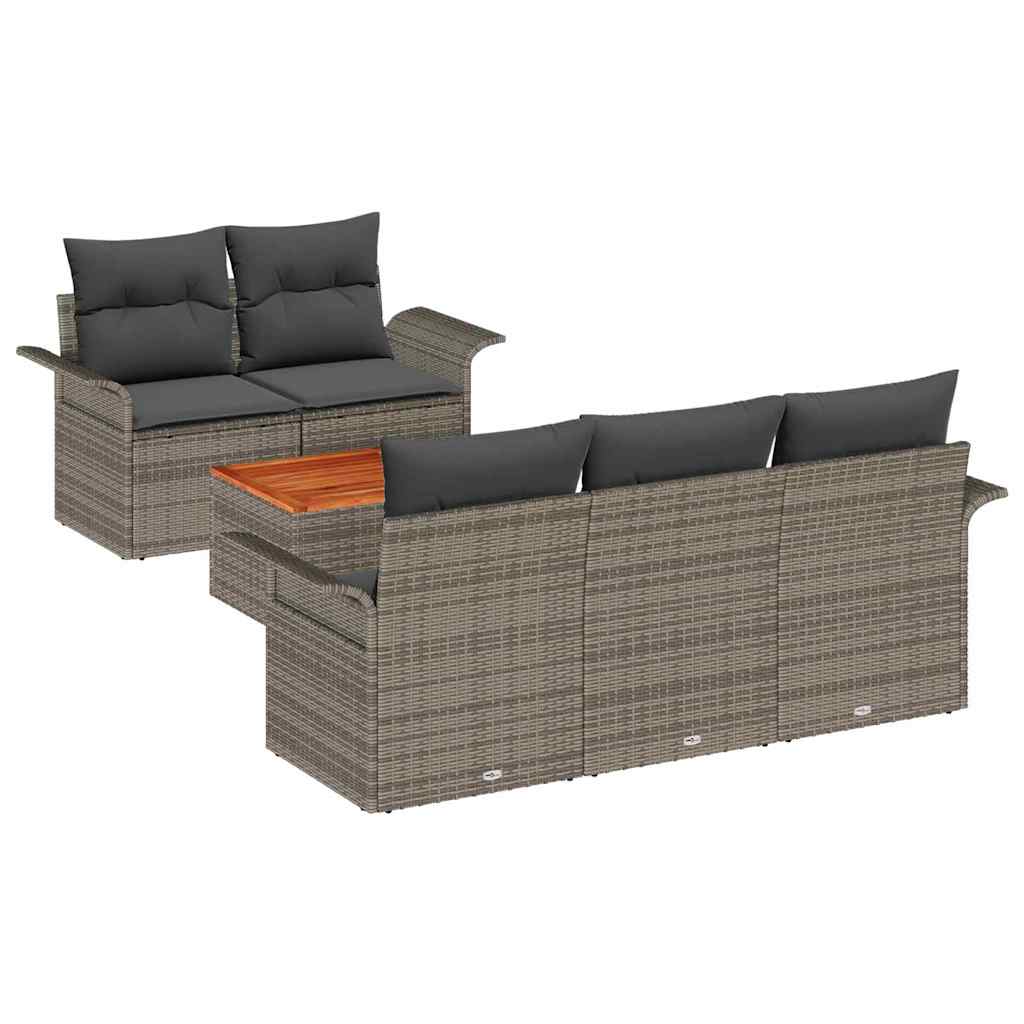 Set Divano da Giardino 6 pz Grigio polyrattan