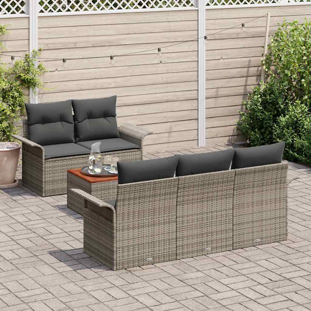 Set Divano da Giardino 6 pz Grigio polyrattan