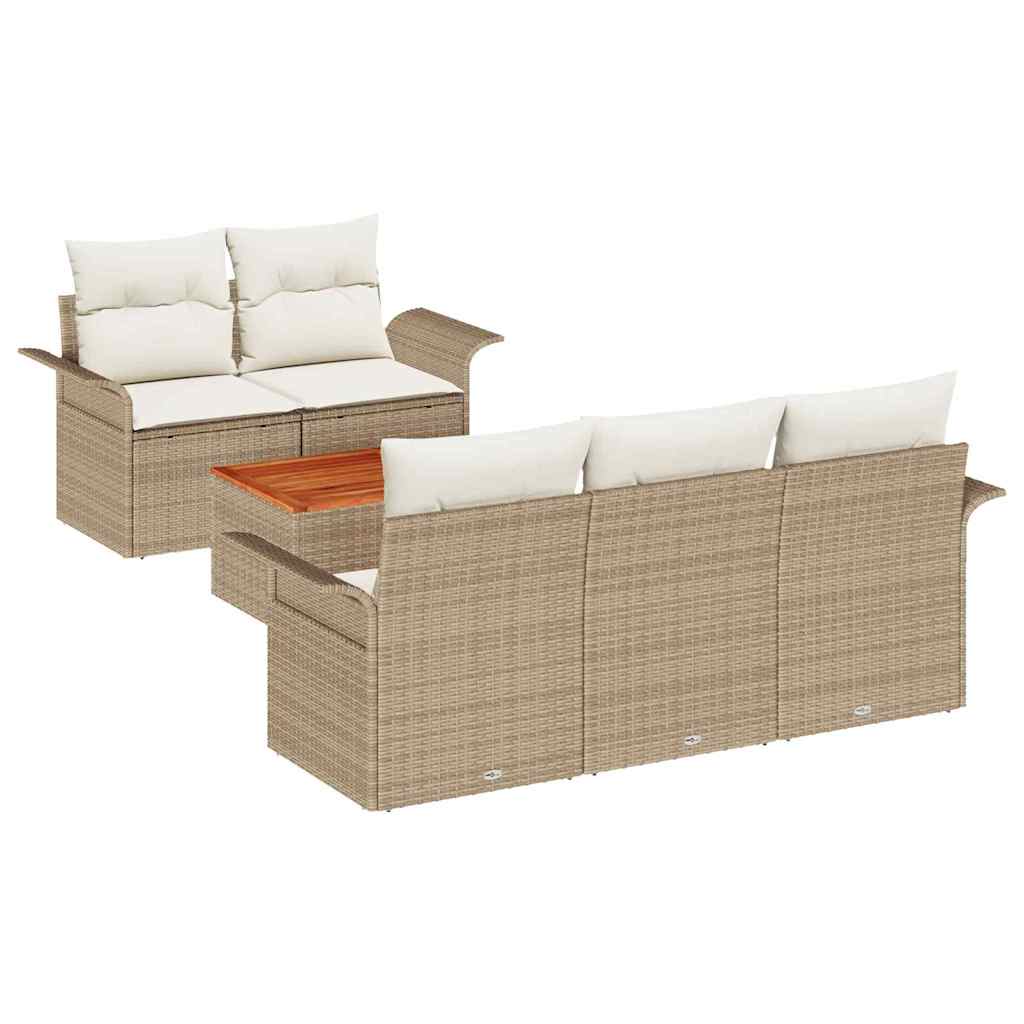 Set Divano da Giardino 6 pz Beige polyrattan