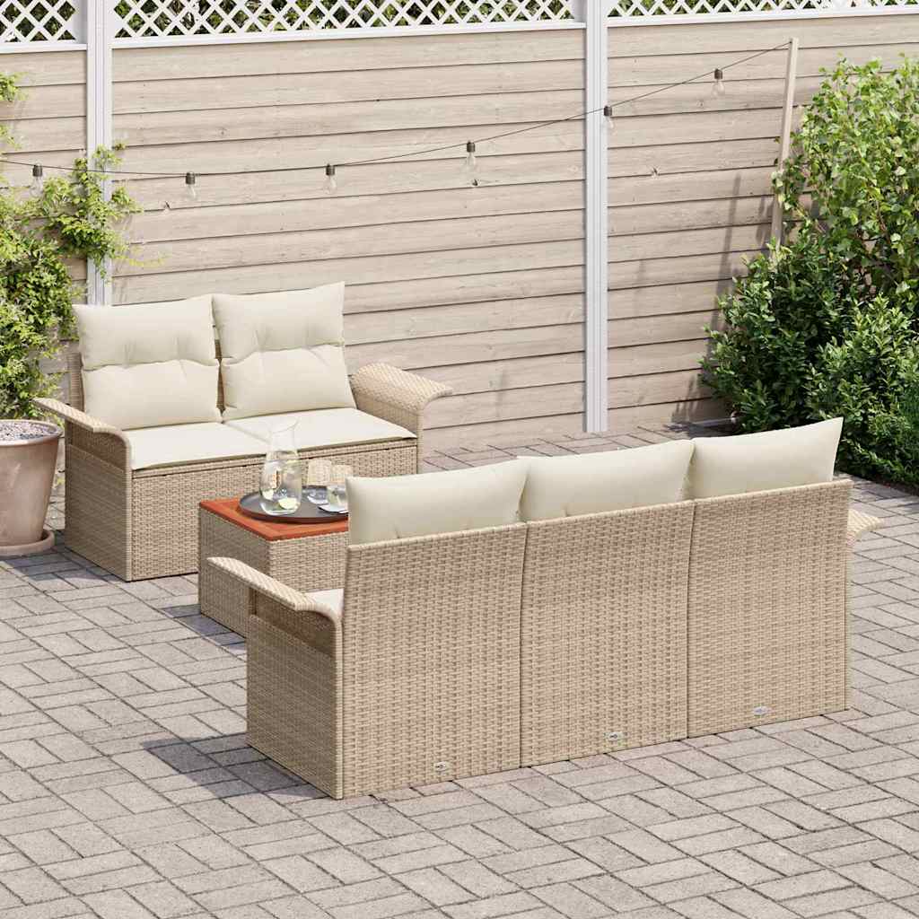 Set Divano da Giardino 6 pz Beige polyrattan