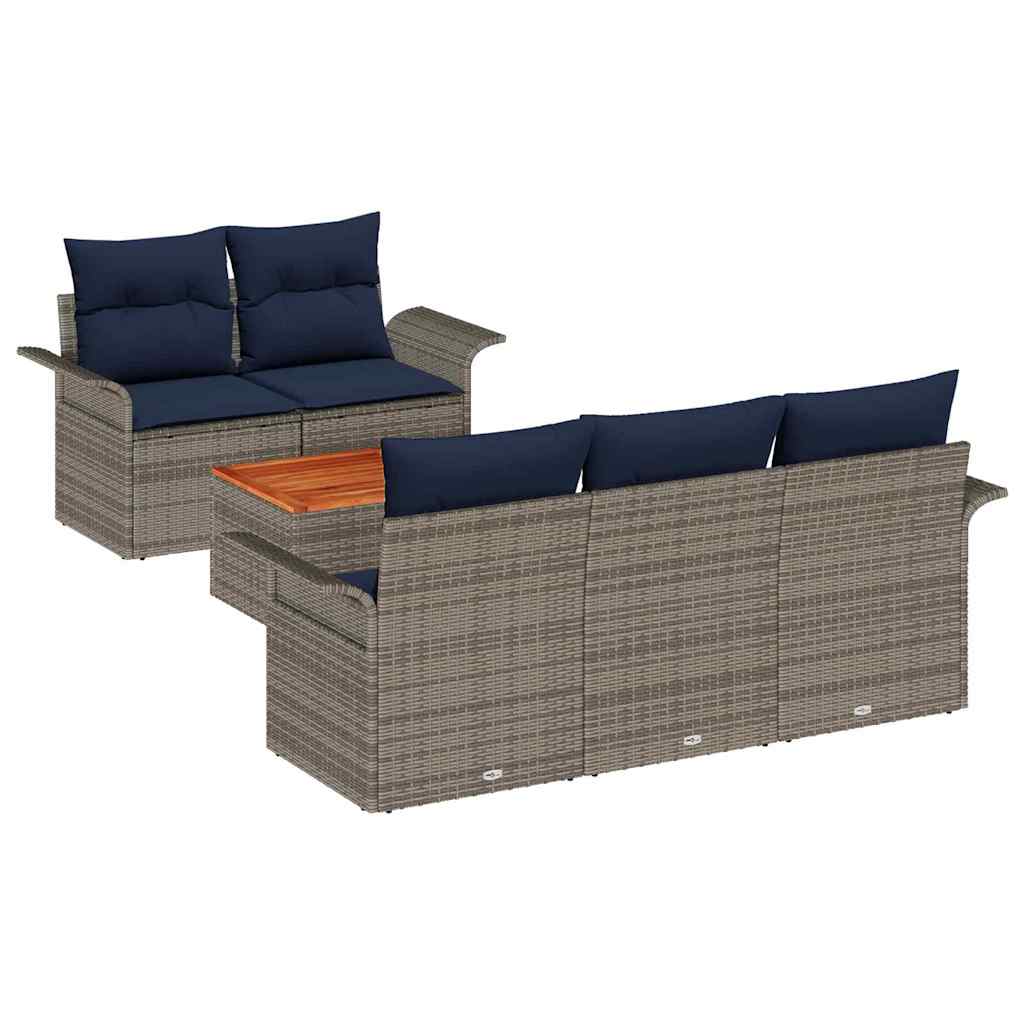 Set Divano da Giardino 6 pz Grigio polyrattan