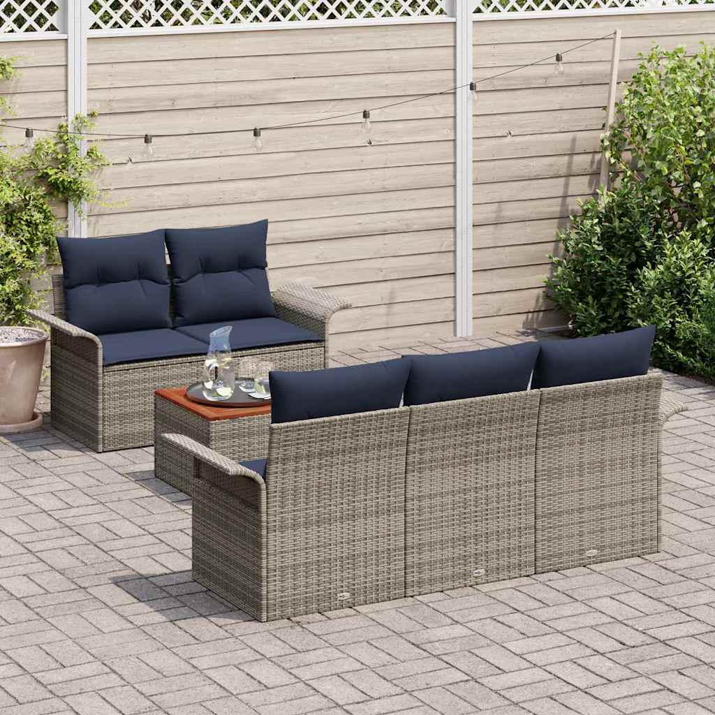 Set Divano da Giardino 6 pz Grigio polyrattan