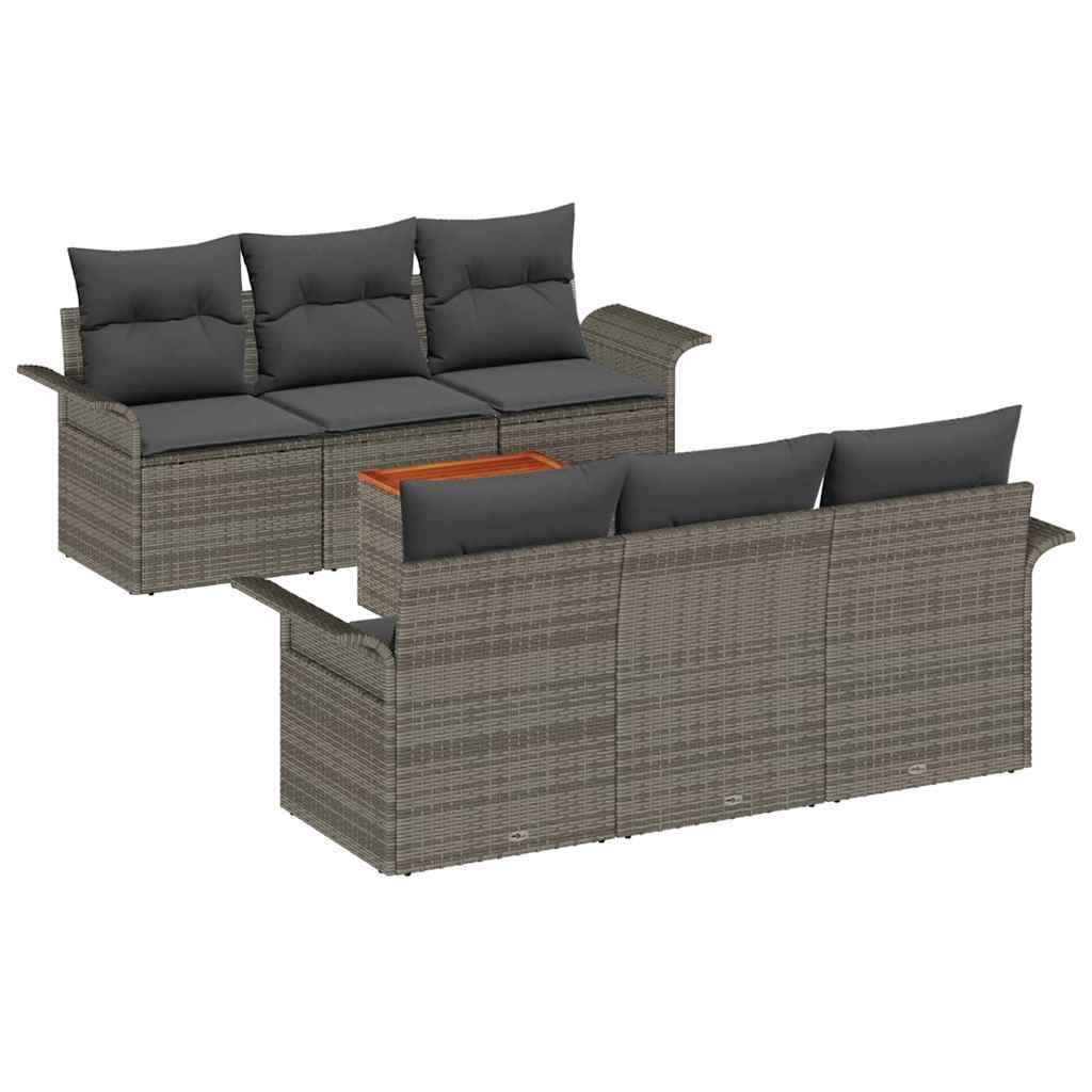 Set Divano da Giardino 7 pz Grigio polyrattan