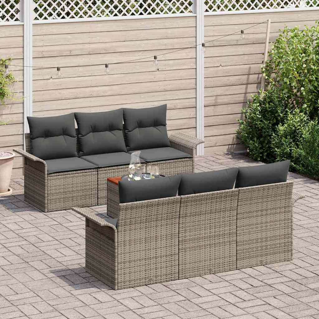 Set Divano da Giardino 7 pz Grigio polyrattan