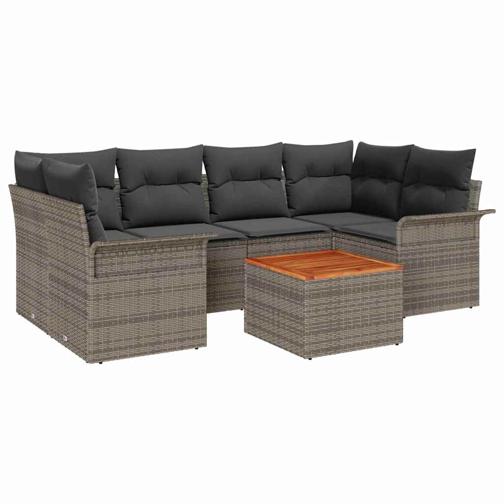 Set Divano da Giardino 7 pz Grigio polyrattan