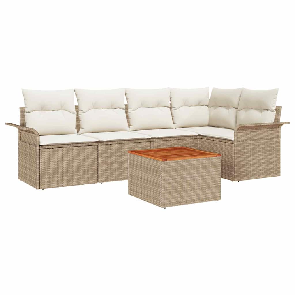 Set Divano da Giardino 6 pz Beige polyrattan