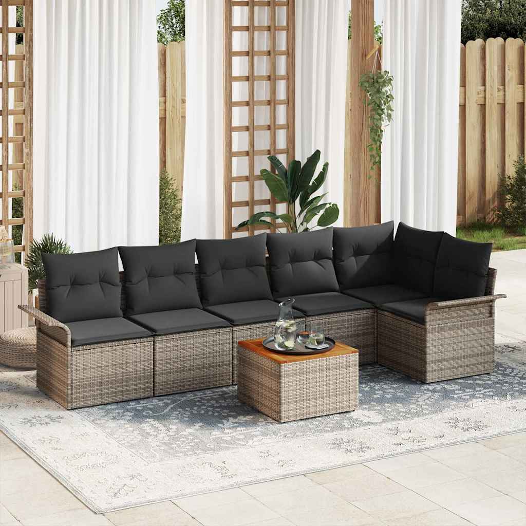 Set Divano da Giardino 7 pz Grigio polyrattan