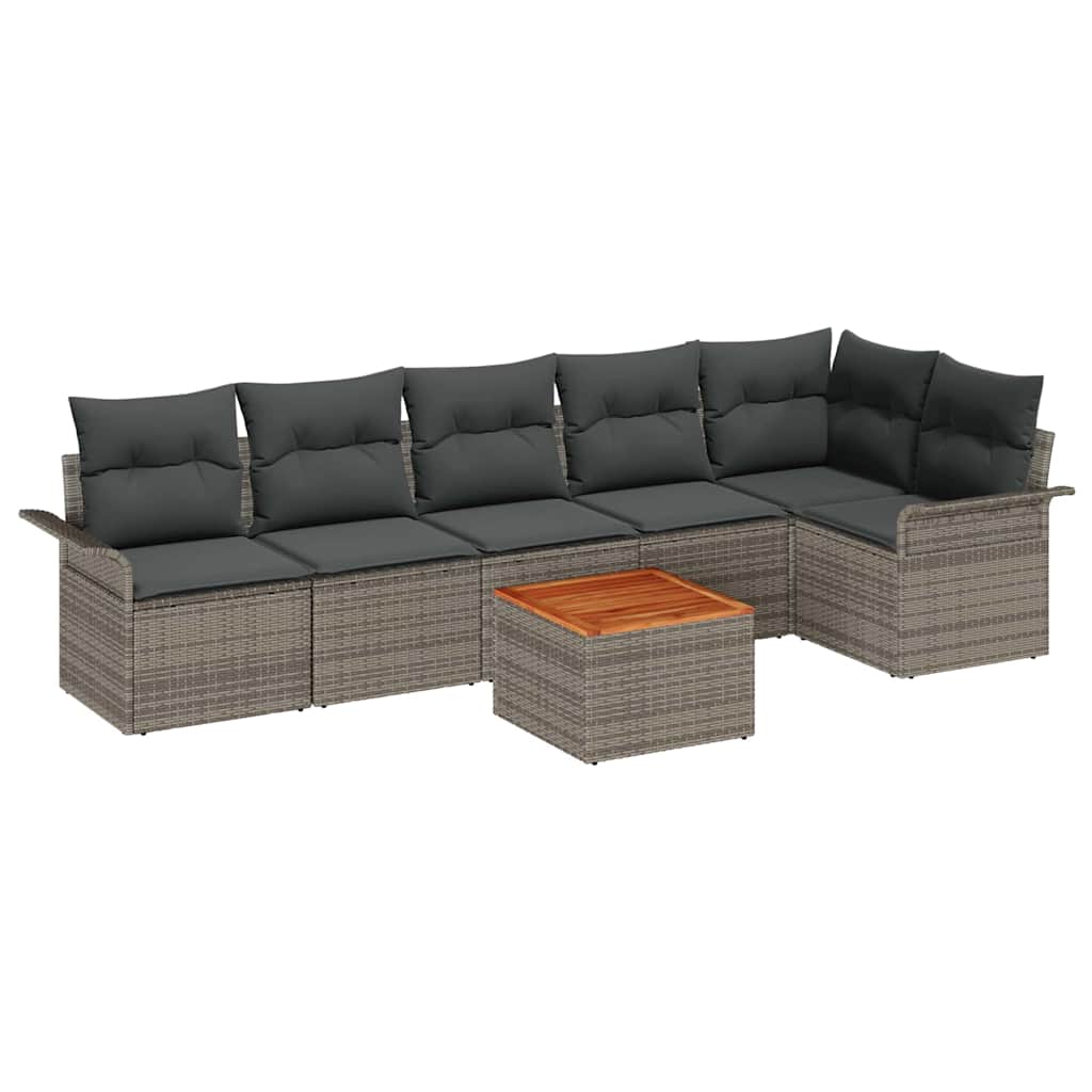 Set Divano da Giardino 7 pz Grigio polyrattan