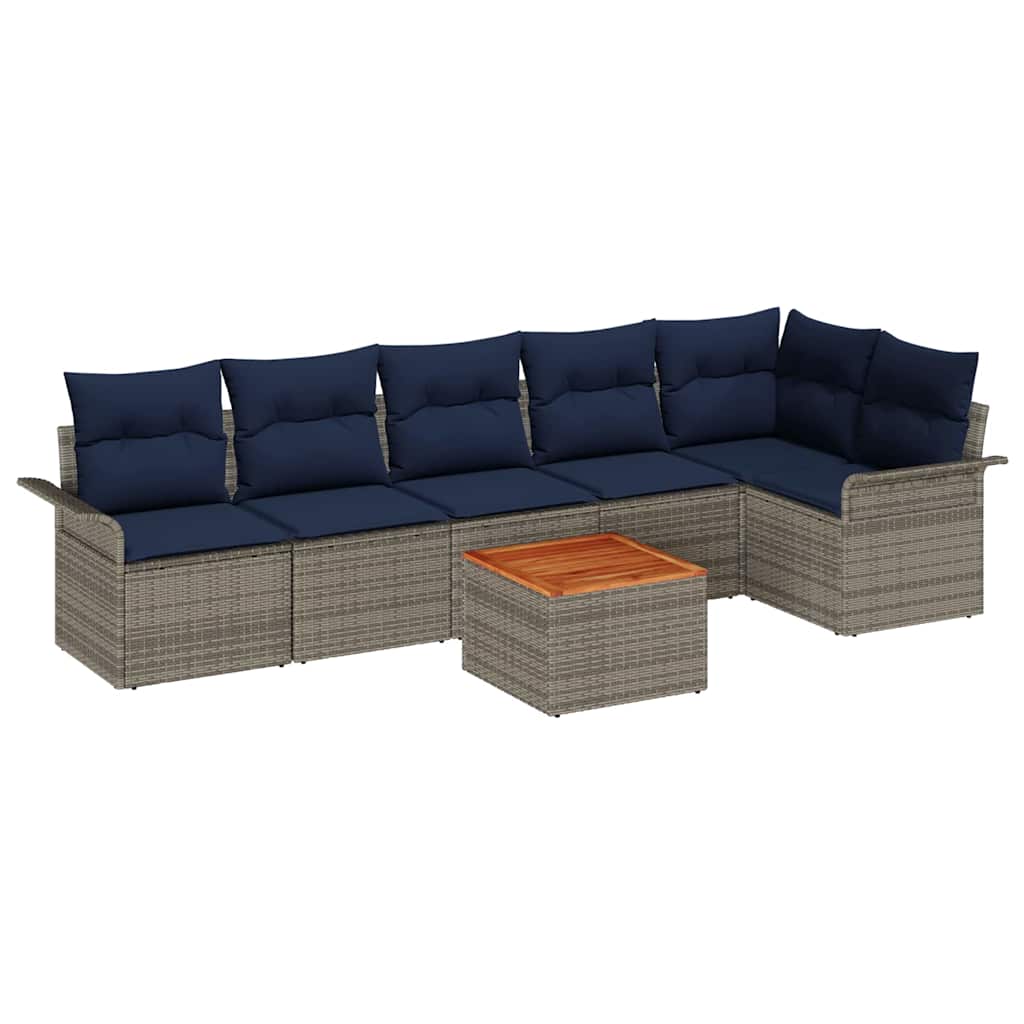 Set Divano da Giardino 7 pz Grigio polyrattan