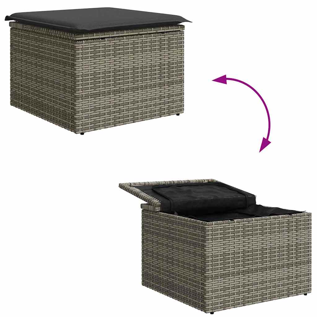 Set Divano da Giardino 7 pz Grigio polyrattan
