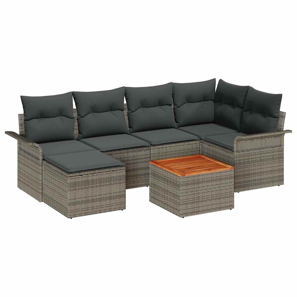 Set Divano da Giardino 7 pz Grigio polyrattan