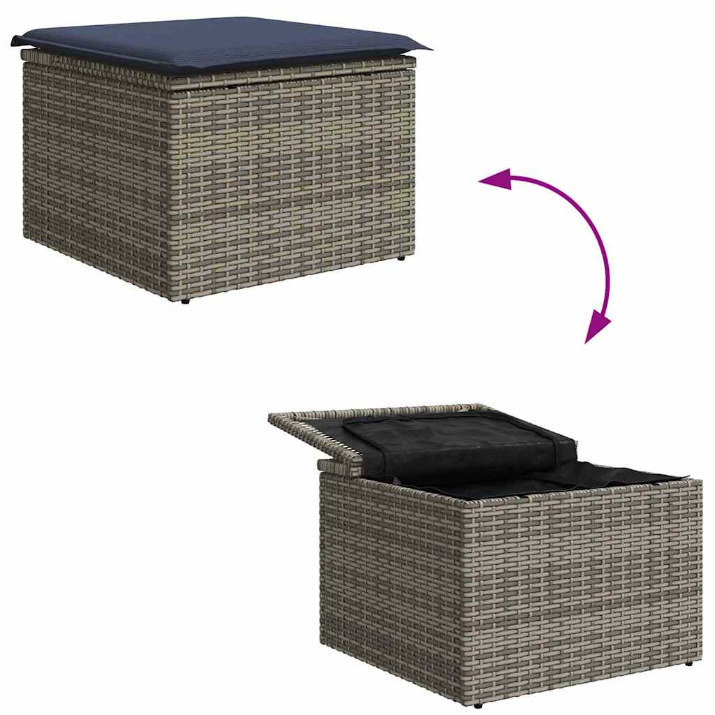 Set Divano da Giardino 7 pz Grigio polyrattan