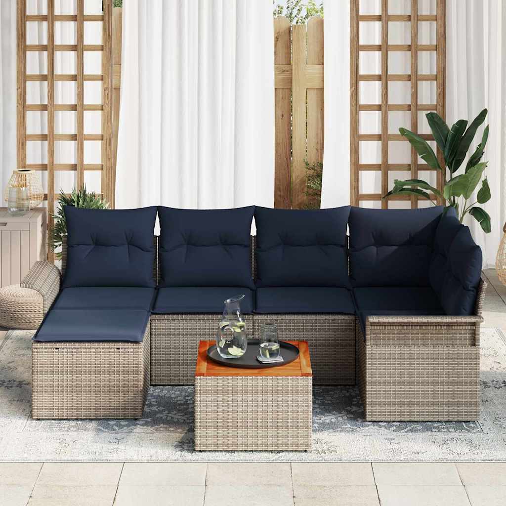 Set Divano da Giardino 7 pz Grigio polyrattan