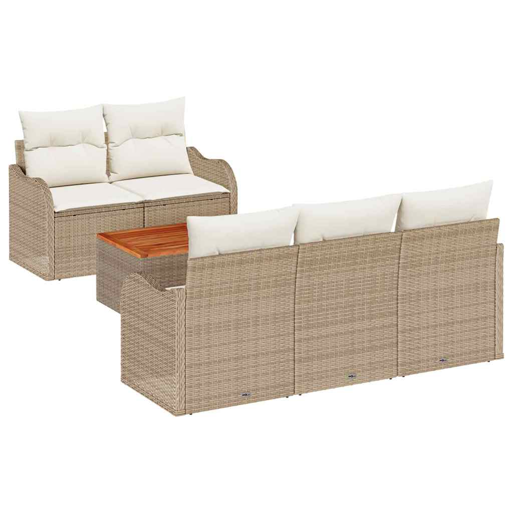 Set Divano da Giardino 6 pz Beige polyrattan