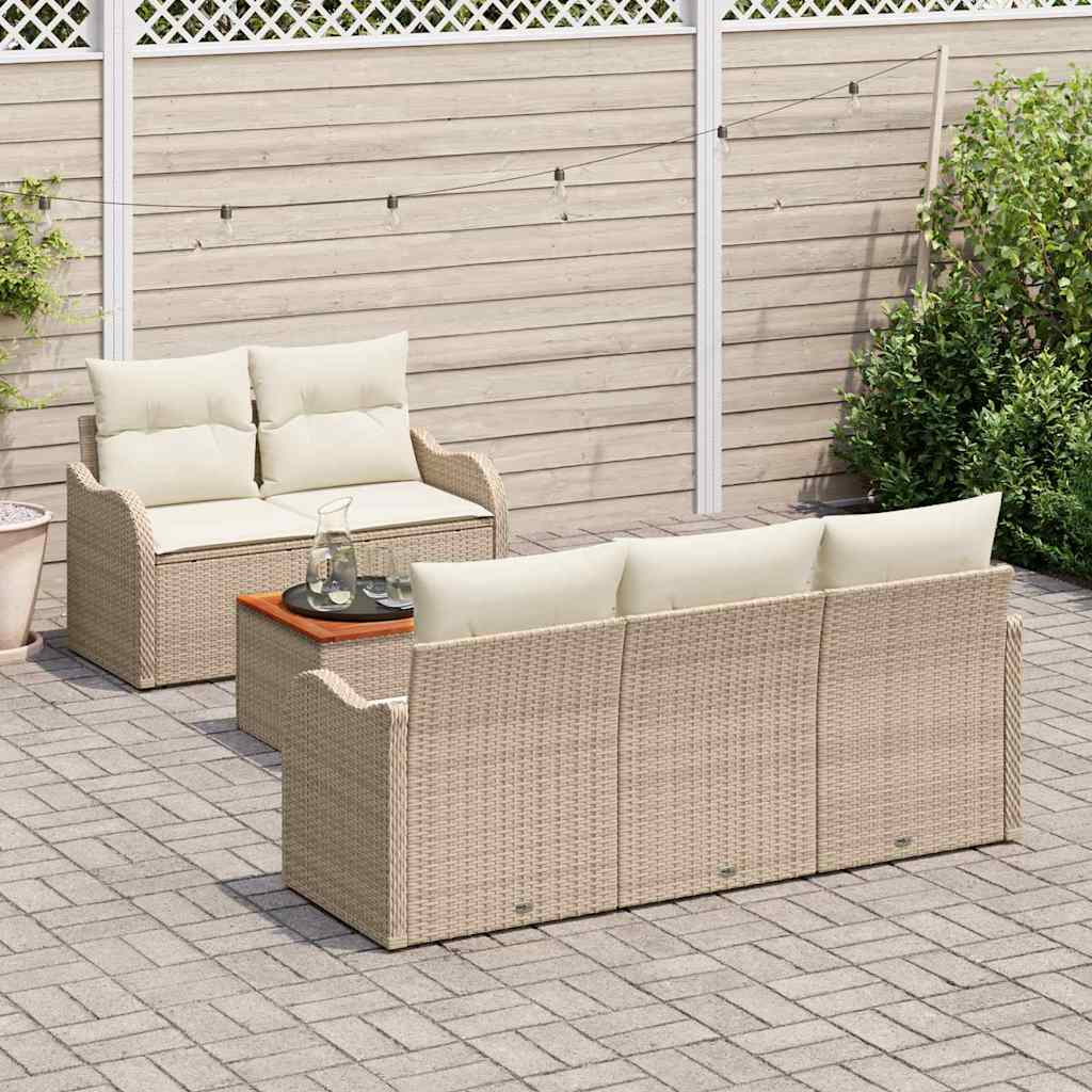 Set Divano da Giardino 6 pz Beige polyrattan