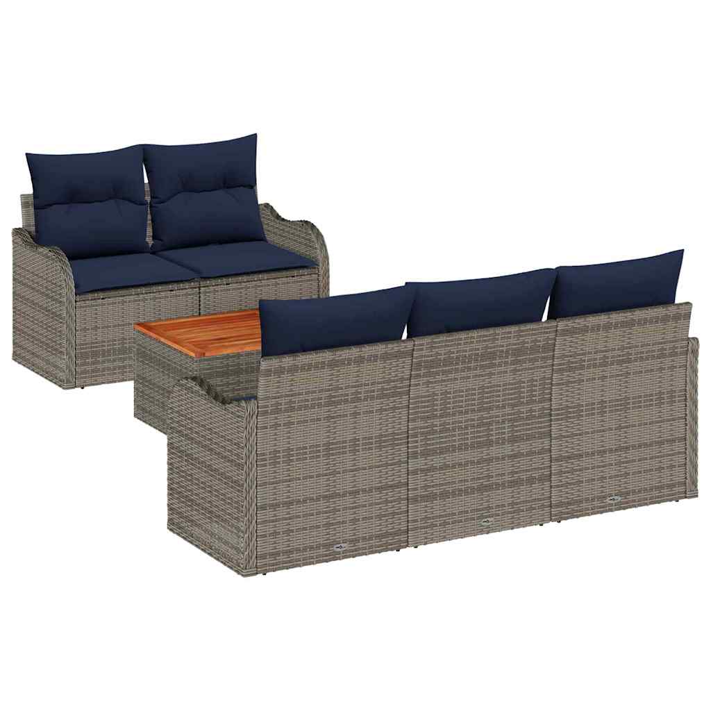 Set Divano da Giardino 6 pz Grigio polyrattan