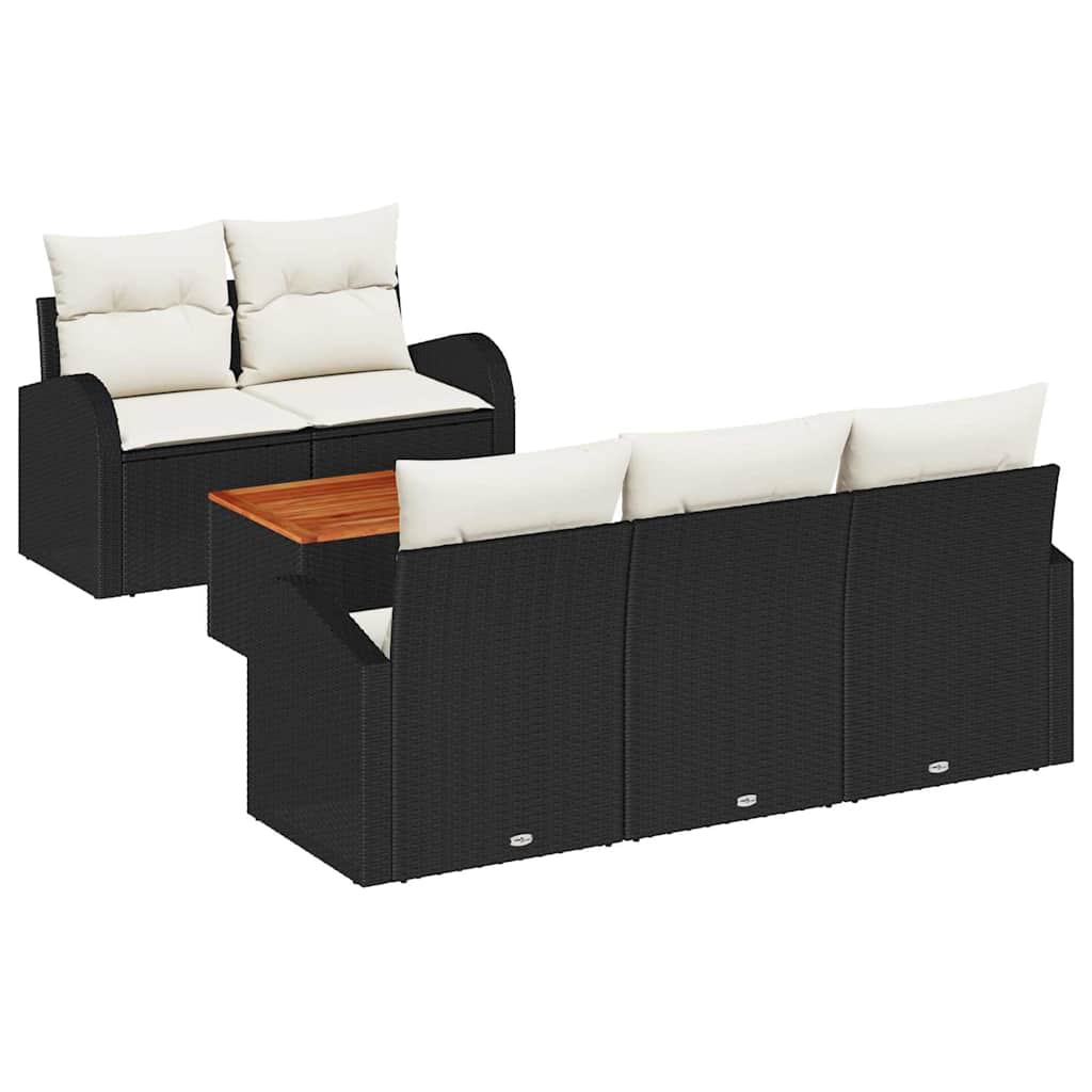 Set Divano da Giardino 6 pz Nero polyrattan