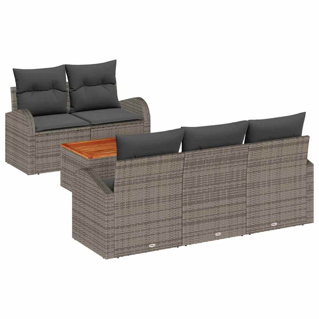 Set Divano da Giardino 6 pz Grigio polyrattan