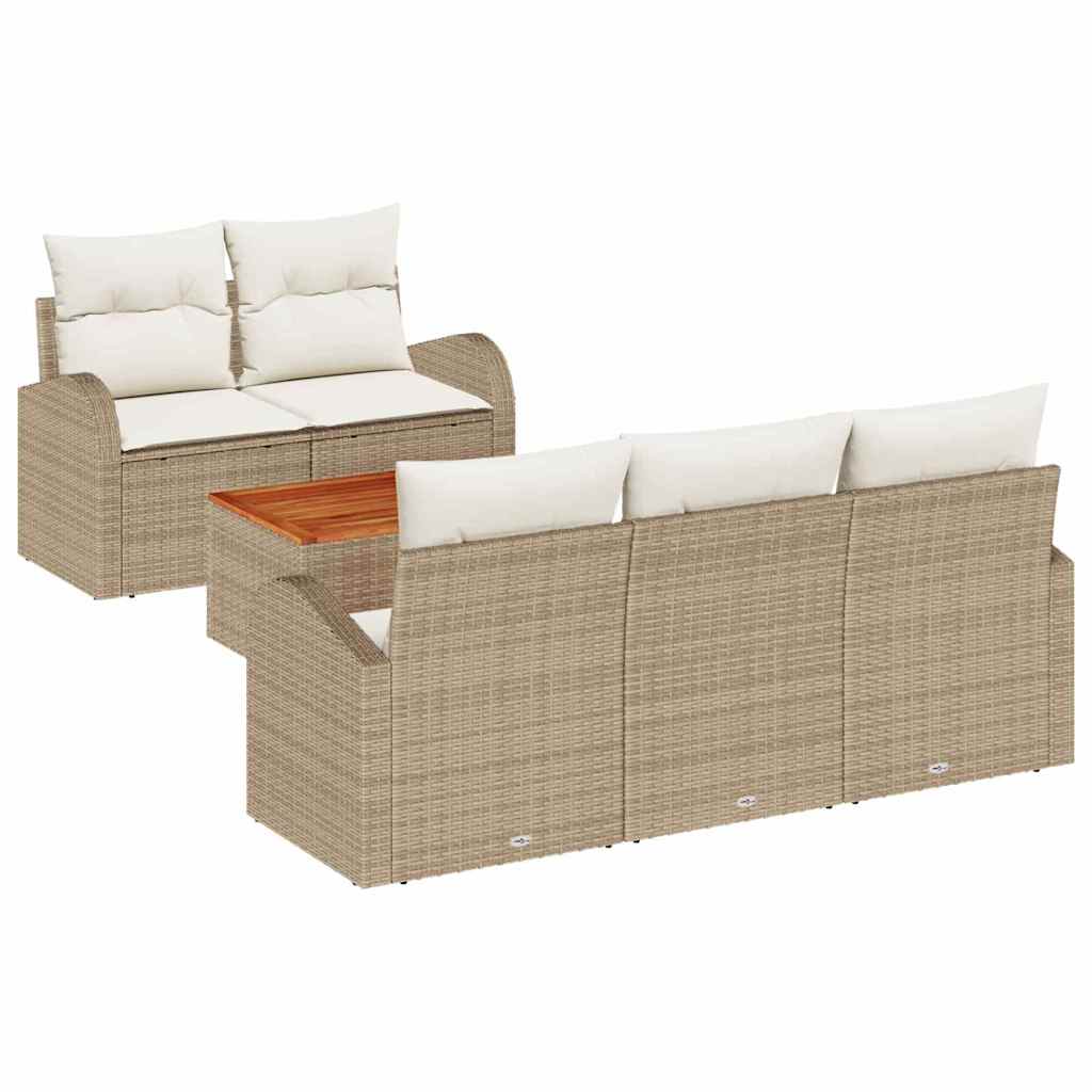 Set Divano da Giardino 6 pz Beige polyrattan
