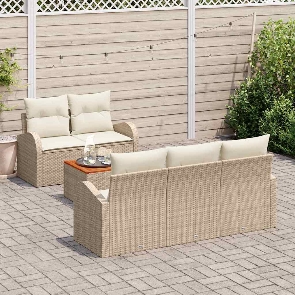 Set Divano da Giardino 6 pz Beige polyrattan