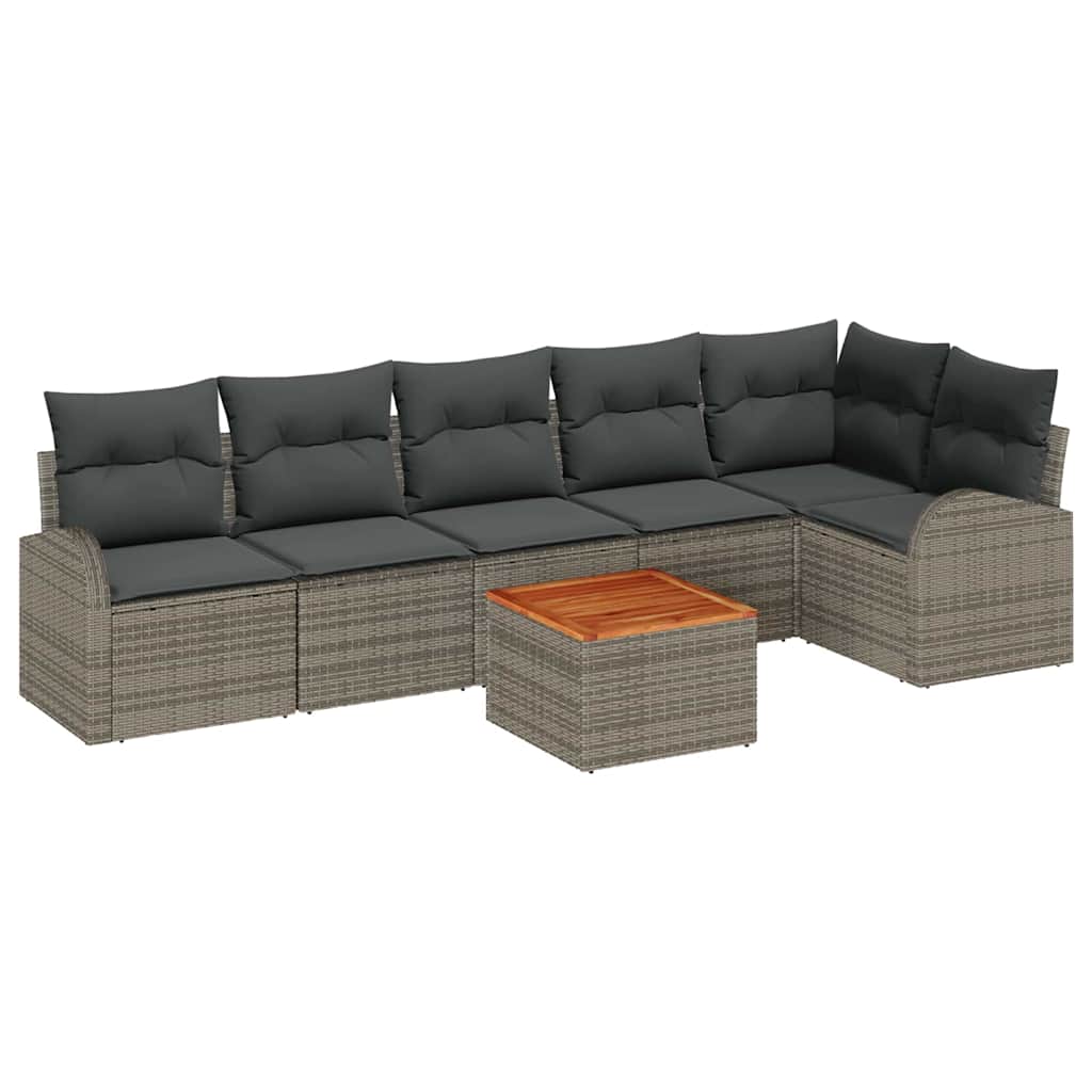 Set Divano da Giardino 7 pz Grigio polyrattan