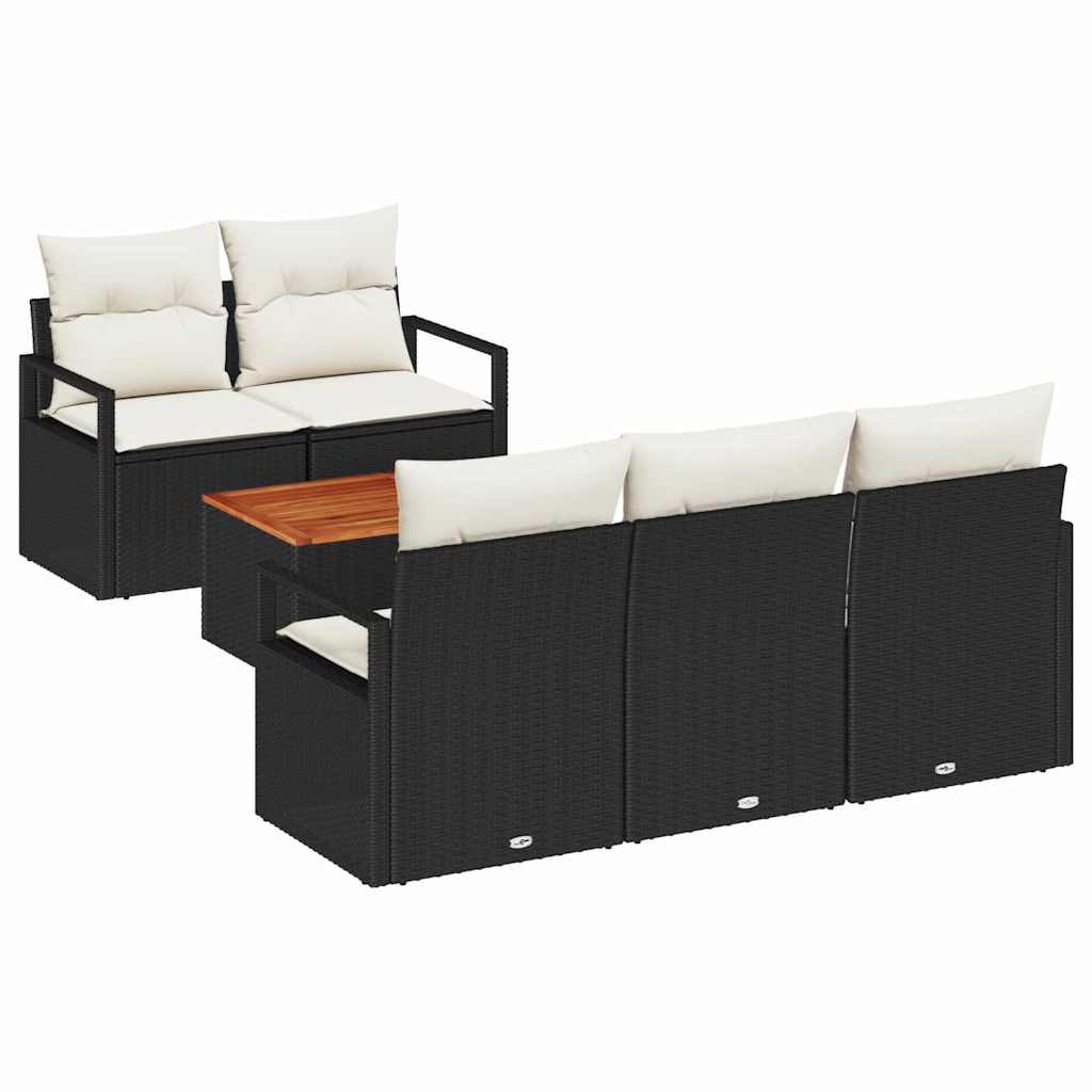 Set Divano da Giardino 6 pz Nero polyrattan