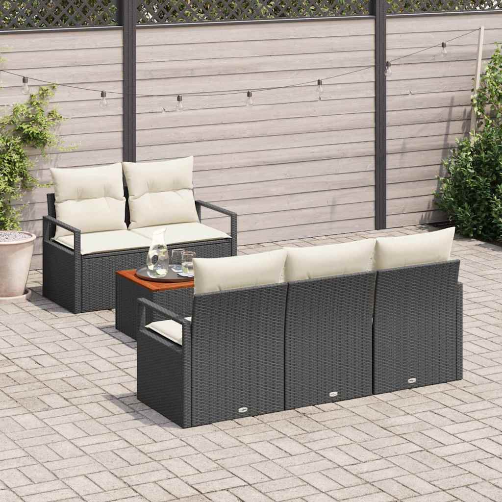 Set Divano da Giardino 6 pz Nero polyrattan