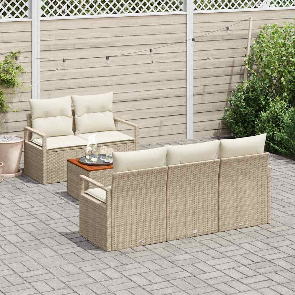 Set Divano da Giardino 6 pz Beige polyrattan