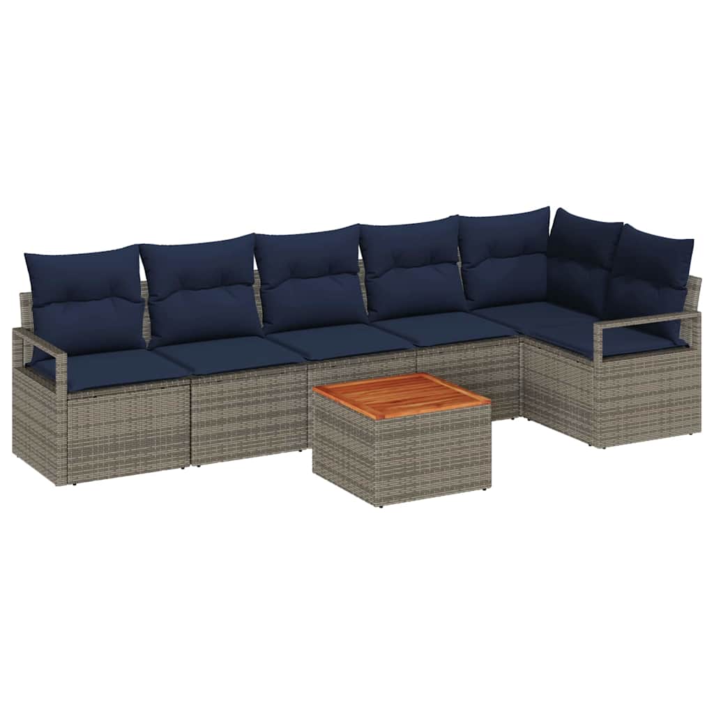 Set Divano da Giardino 7 pz Grigio polyrattan