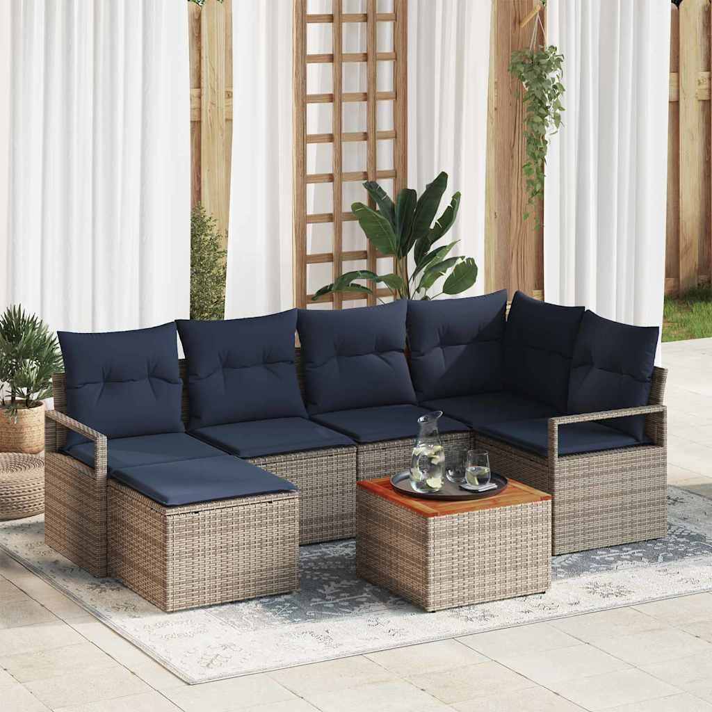 Set Divano da Giardino 7 pz Grigio polyrattan
