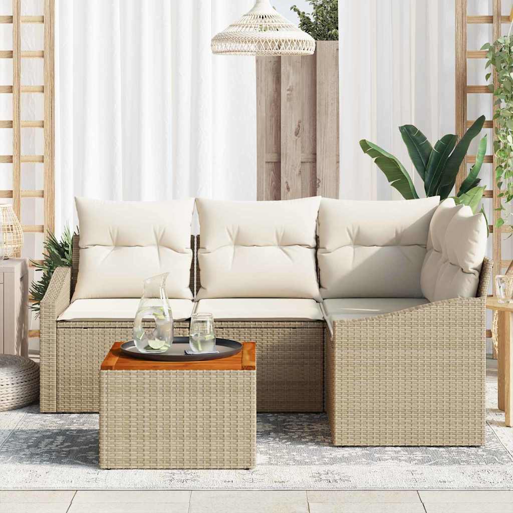 Set Divano da Giardino 5 pz Beige polyrattan