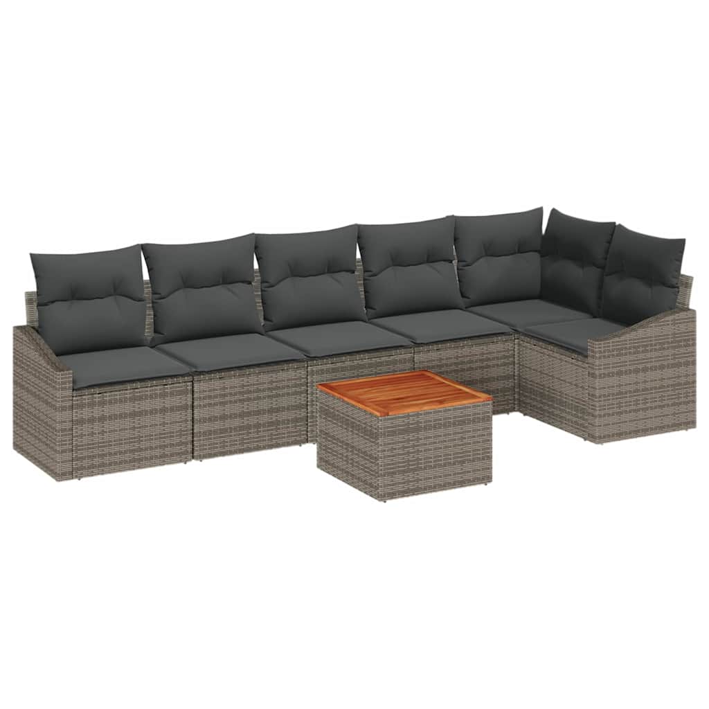 Set Divano da Giardino 7 pz Grigio polyrattan