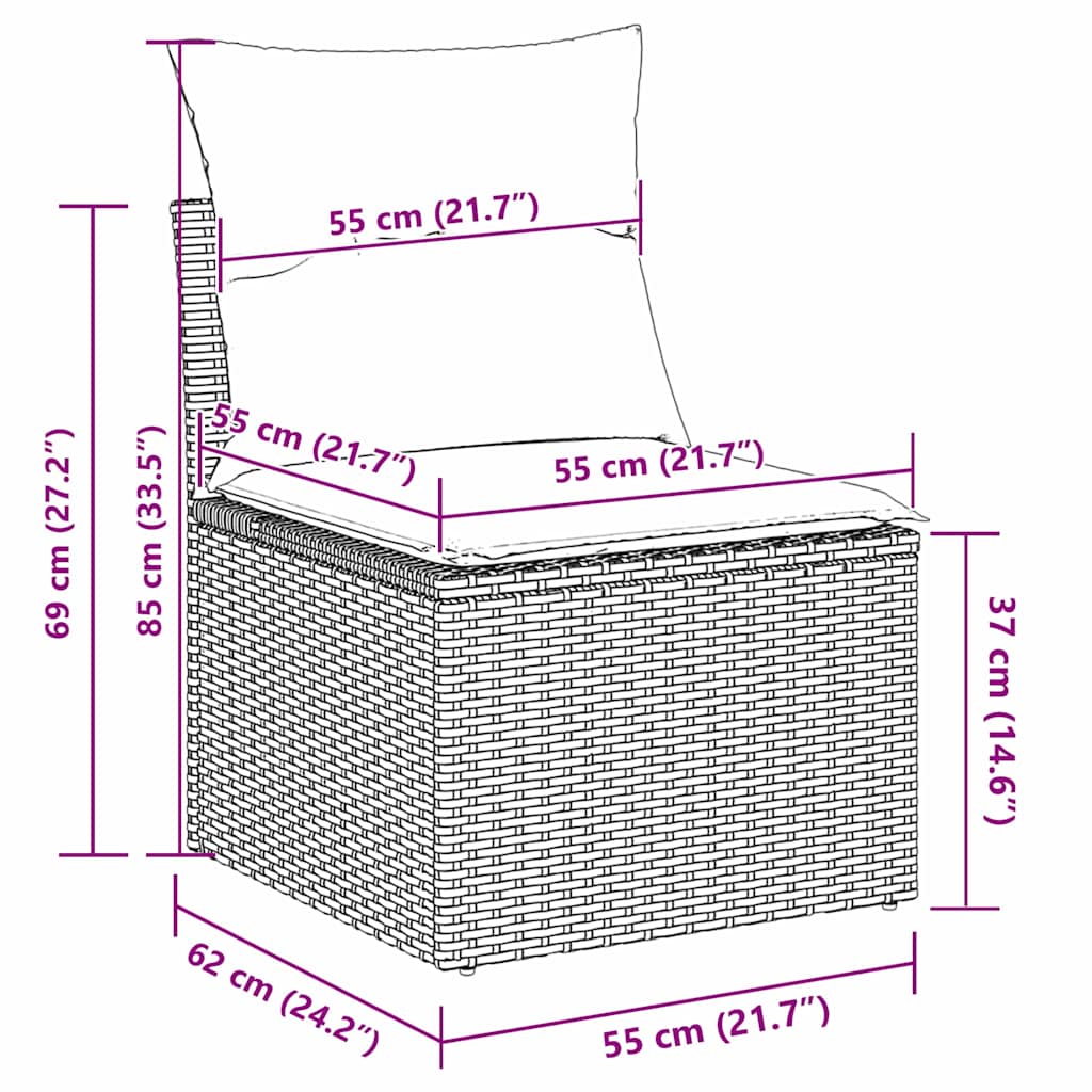 Set Divano da Giardino 5 pz Beige polyrattan