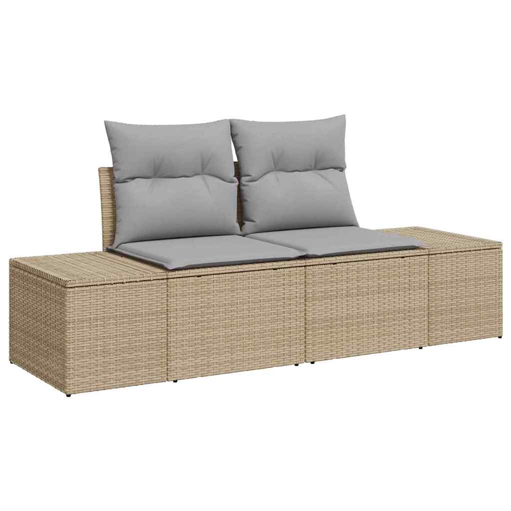 Set Divano da Giardino 5 pz Beige polyrattan