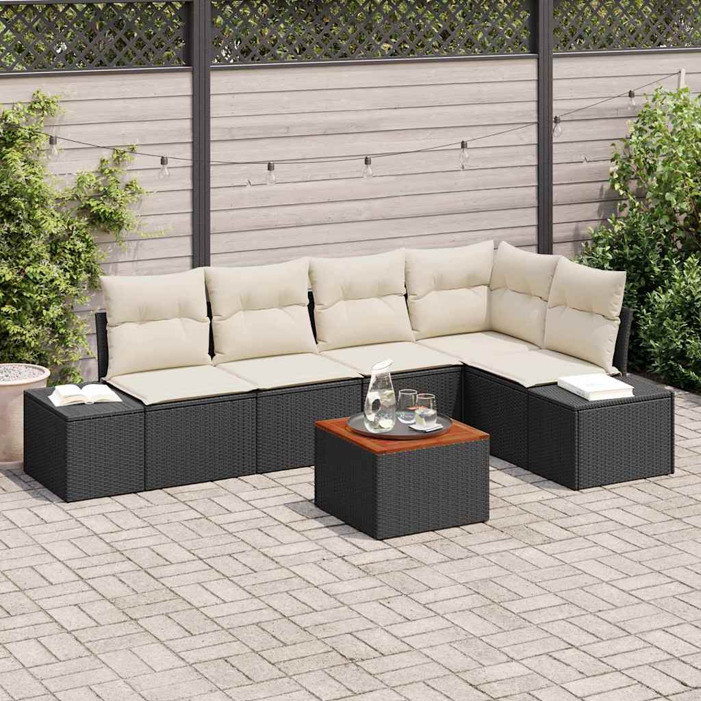 Set Divano da Giardino 6 pz Nero polyrattan